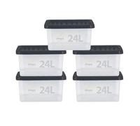 simpa 24L Stackable Plastic Storage Boxes - Set of 5 in Clear simpa Clear