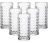 Simpa 278Ml Quilted Diamond Pattern Highball Glasses, Set Of 6