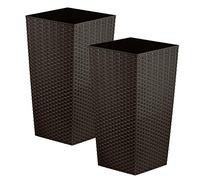 Simpa 27L 27 Litre Brown Large Square Rattan Planter Pot - 51cm (H) x 26.5cm (W) x 26.5cm (D) - Suitable for Indoor and Outdoor use.