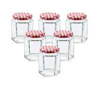 simpa 280ml Glass Jam Preserve Pickle Jars with Screw Top Lids in Red | Size: 6 Pack simpa Red 6 Pack
