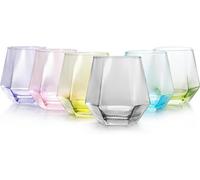 Simpa 290Ml Multicoloured Diamond Shaped Drinking Glasses, Set Of 6