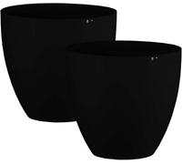 Simpa 2Pc Avant-Garde Black Gloss Plastic Planter 23Cm (Dia).