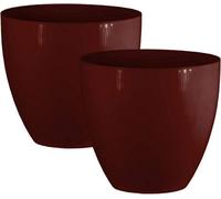 Simpa 2Pc Avant-Garde Red Gloss Plastic Planter 23Cm (Dia).