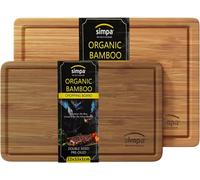 simpa 2PC Bamboo Pre-Oiled Double Sided Chopping Board Set: Large 40 x 28cm & Small 33 x 23cm in Beige | Size: 40 x 28 cm simpa Beige 40 x 28 cm