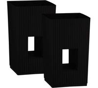 Simpa 2Pc Black Cubic Modern Plastic Planter.