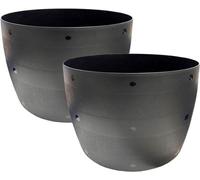 Simpa 2Pc Black Flexi Half Barrel Plastic Planters.