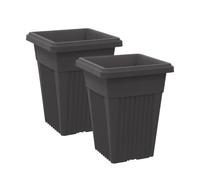 Simpa 2Pc Black Sovereign Pillar Upright Planters 32Cm Dia