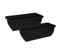 Simpa 2Pc Black Trough Plastic Planters 46Cm.