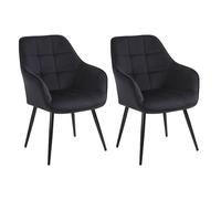 simpa 2PC Black Velvet Modern Contemporary Tub Accent Dining Chairs