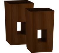 Simpa 2Pc Brown Cubic Modern Plastic Planter.