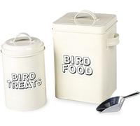 Simpa 2Pc Cream Bird Food & Bird Treat Storage Tins With Serving Scoop