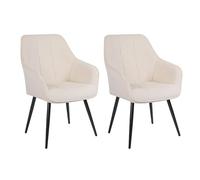 simpa 2PC Cream Velvet Modern Contemporary Tub Accent Dining Chairs