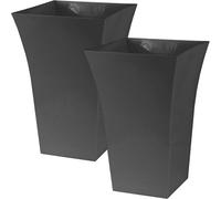 Simpa 2Pc Dark Grey Medium Milano Plastic Gloss Planters.