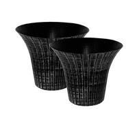 Simpa 2Pc Distressed Metallic Silver Elegance Flared Plastic Planters.