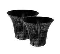 Simpa 2Pc Distressed White Elegance Flared Plastic Planters.