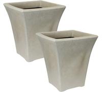 Simpa 2Pc Flared Cream Sandstone Plastic Planters.