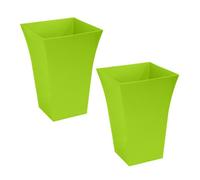Simpa 2Pc Lime Green Large Milano Plastic Planters.