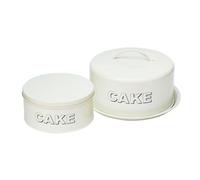 Simpa 2Pc Metal Vintage Styled Antique Cream Cake Carrier & Cake Tin Storage Set