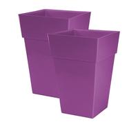 Simpa 2Pc Moda Milano 28L Aubergine Plastic Planters.