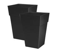 Simpa 2Pc Moda Milano 28L Black Plastic Planters.