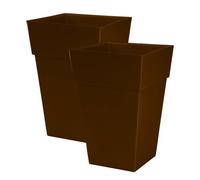 Simpa 2Pc Moda Milano 28L Chocolate Plastic Planters.