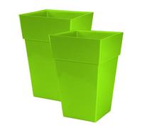 Simpa 2Pc Moda Milano 28L Lime Green Plastic Planters.