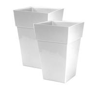 Simpa 2Pc Moda Milano 28L White Plastic Planters.