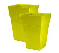 Simpa 2Pc Moda Milano 28L Yellow Plastic Planters.