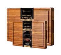 simpa 2PC Organic Bamboo Pre-Oiled Double Sided Chopping Board Set: Large 40 x 28cm & Small 33 x 23cm