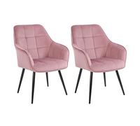 simpa 2PC Pink Velvet Modern Contemporary Tub Accent Dining Chairs