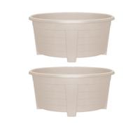 Simpa 2Pc Taupe Grosvenor Oval Plastic Planters - 55Cm