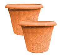 Simpa 2Pc Terracotta Geometric Petals Plastic Plant Pots 34Cm (Dia)