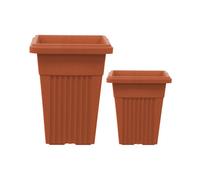 Simpa 2Pc Terracotta Sovereign Pillar Upright Planters 32Cm & 40Cm Dia
