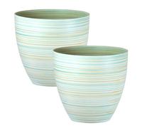 Simpa 2Pc White Serenity Rings Plastic Planters 38Cm (Dia).