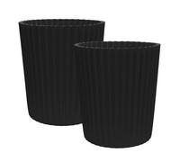Simpa 2Pc Xl Black Wave Plastic Planters.