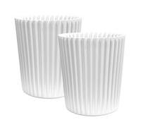 Simpa 2Pc Xl White Wave Plastic Planters.