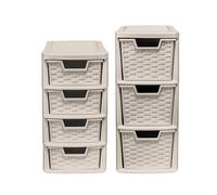 simpa 3 & 4 Drawer Rattan Tower Units Duo Sets in Taupe simpa Taupe