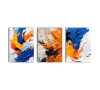 simpa 3 Panel Canvas Wall Art - Abstract Passion - Framed & Stretched Artwork for Home, Living Room, Office Décor