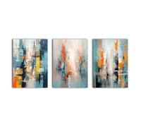 simpa 3 Panel Canvas Wall Art - Abstract Reflection - Framed & Stretched Artwork for Home, Living Room, Office Décor