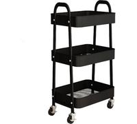 Simpa 3 Tier Metal Multipurpose Wheeled Storage Cart - Black
