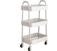 Simpa 3 Tier Metal Multipurpose Wheeled Storage Cart - Cream