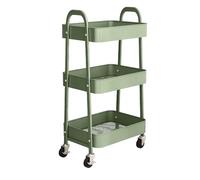 simpa 3 Tier Metal Multipurpose Wheeled Storage Tray Cart - DARK GREEN 78.5cm (H) x 46cm (W) x 30.5cm (D)