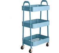 simpa 3 Tier Metal Wheeled Storage Tray Cart in Blue simpa Blue