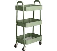 simpa 3 Tier Metal Wheeled Storage Tray Cart in Dark Green simpa Dark Green