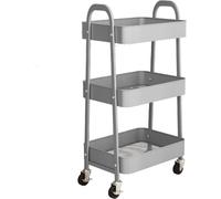 simpa 3 Tier Metal Wheeled Storage Tray Cart in Grey simpa Grey