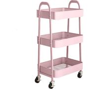 simpa 3 Tier Metal Wheeled Storage Tray Cart in Pink simpa Pink