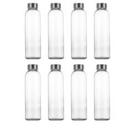 simpa 300ml Reusable Leakproof Glass Bottles With Stainless Steel Lids - Set of 6 - Suitable for Work, Gym, Home, Hot or Cold Drinks.