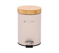 simpa 3L Soft-Closing Pedal Dustbin with Bamboo Lid in Cream simpa Cream