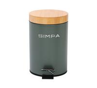 simpa 3L Soft-Closing Pedal Dustbin with Bamboo Lid in Green simpa Green
