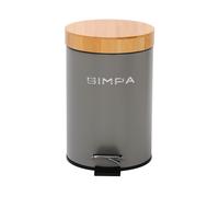 simpa 3L Soft-Closing Pedal Dustbin with Bamboo Lid in Grey simpa Grey